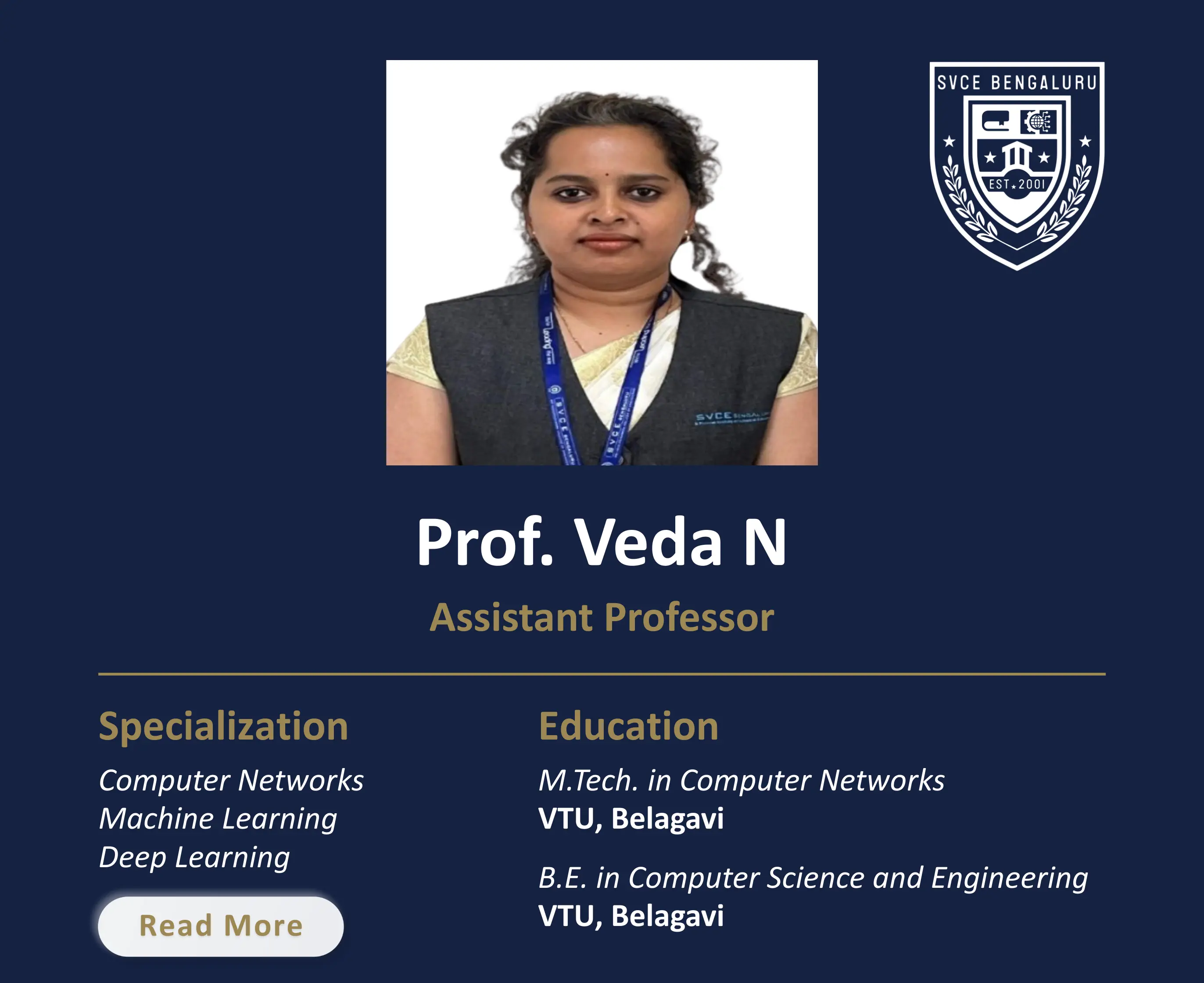 Ms. Veda N - Assistant Professor